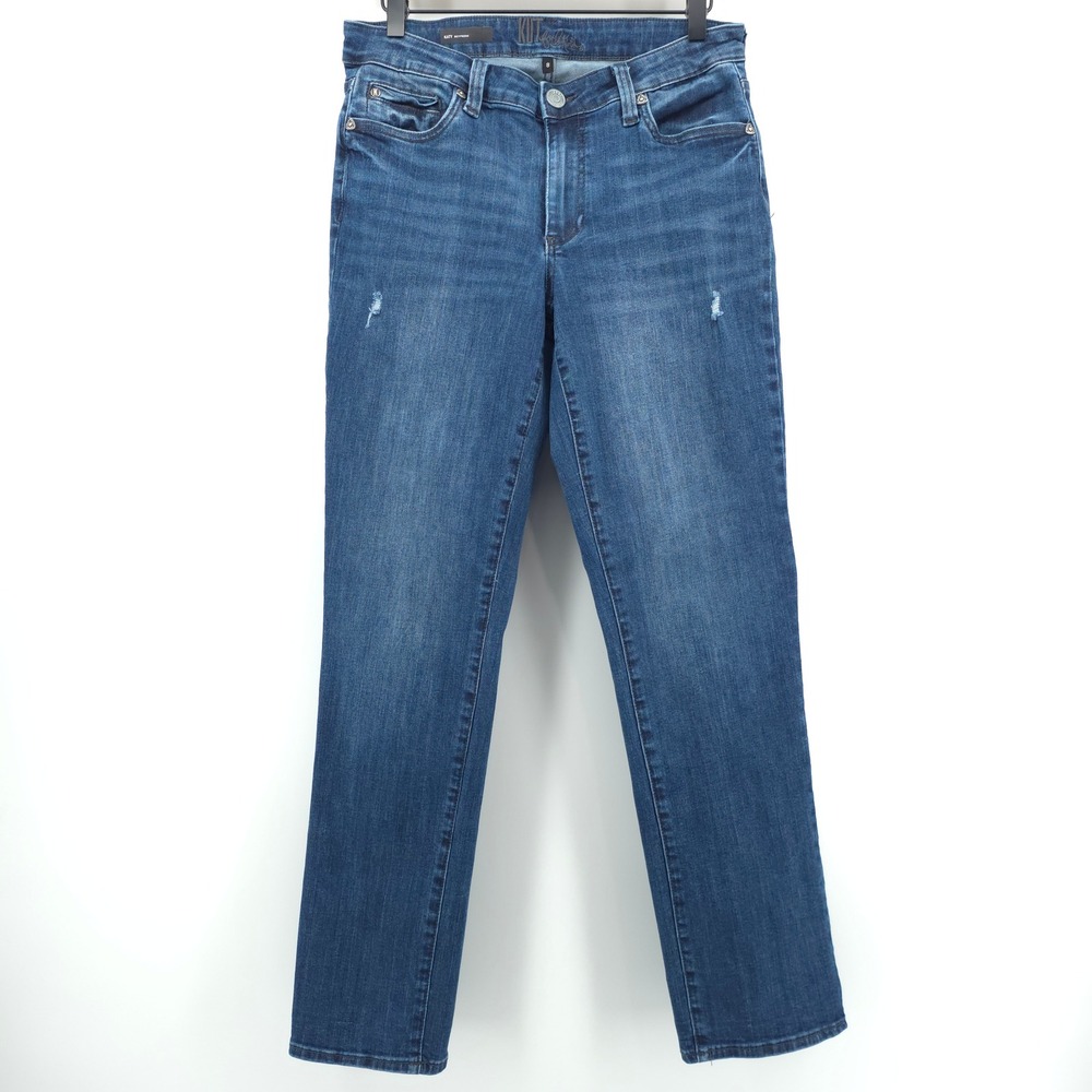 Kut from the Kloth Womens Jeans Katy Boyfriend 8 Blue Distressed Medium Wash